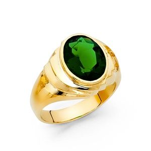 14K Yellow Gold CZ Men's Ring